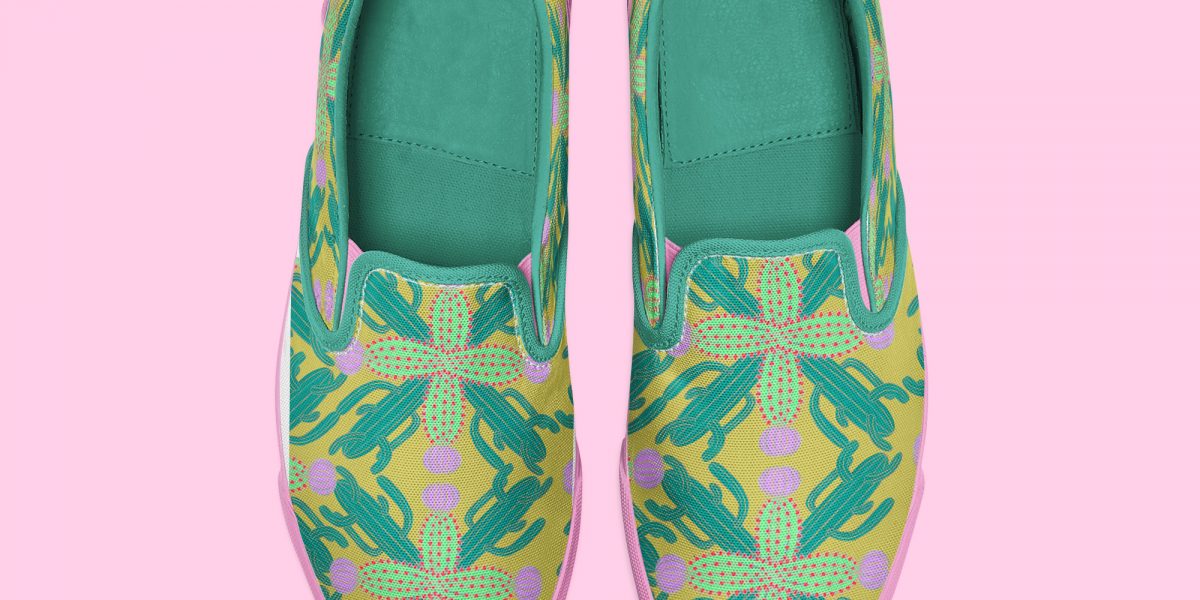 Motif cactus sur chaussures par Florie Nguyen Van, illustration au posca