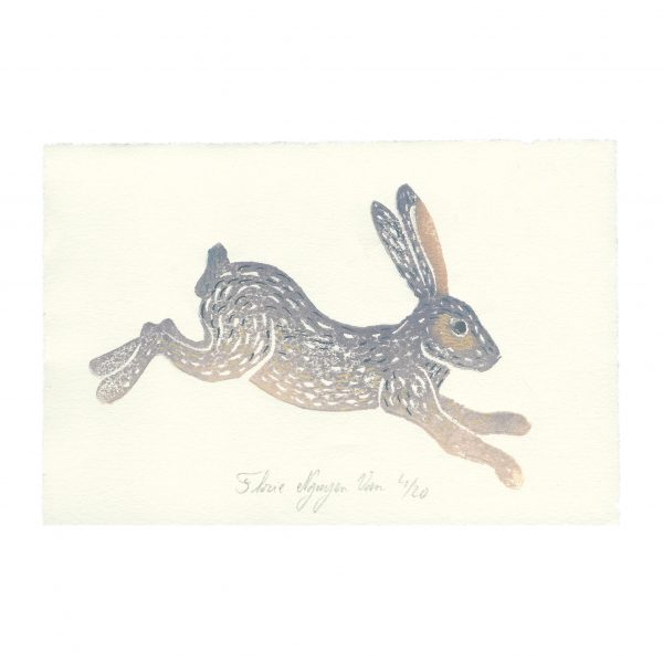 Linogravure lapin par Florie Nguyen Van