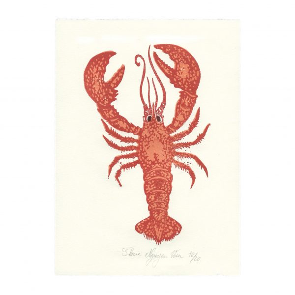 Linogravure homard par Florie Nguyen Van