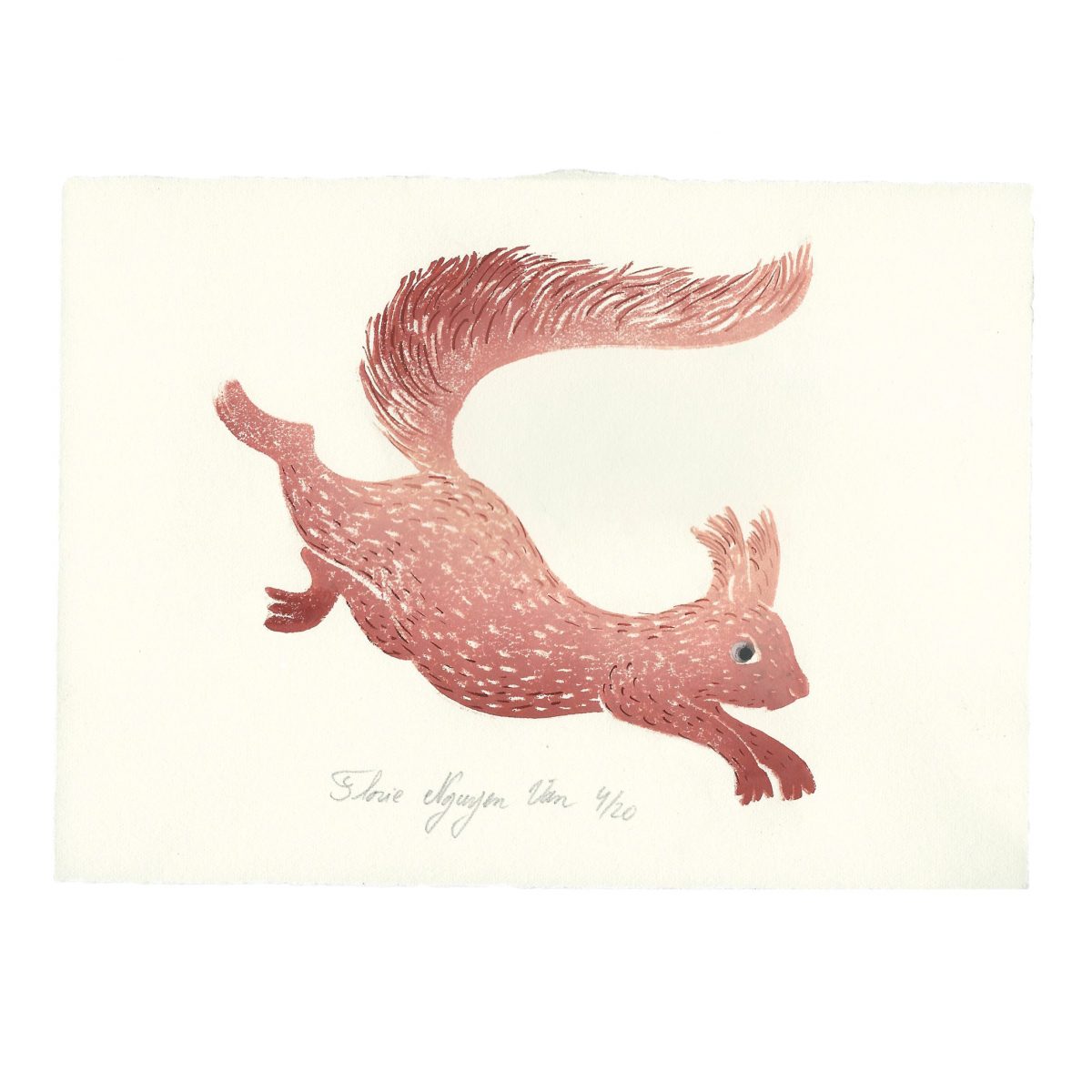 Linogravure écureuil par Florie Nguyen Van