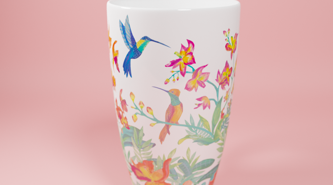 Tasse papillons pour Nature & Découvertes par Florie Nguyen Van, illustration à l'acrylique