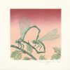 Linogravure libellules coeur