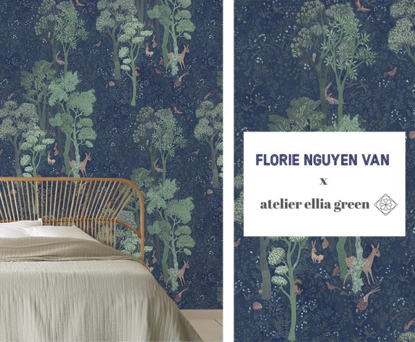 papier peint forêt Florie Nguyen Van Atelier Ellia Green