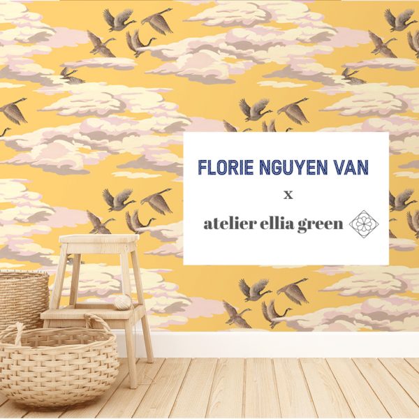 Papier peint envolée sauvage Florie Nguyen Van & Atelier Ellia Green
